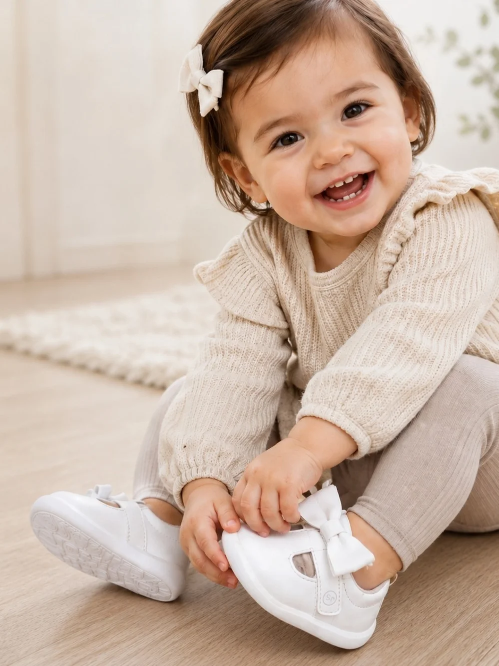 Munchkin by Stride Rite Peyson White Bow Mary Jane Shoes Toddler Girls Size 4M